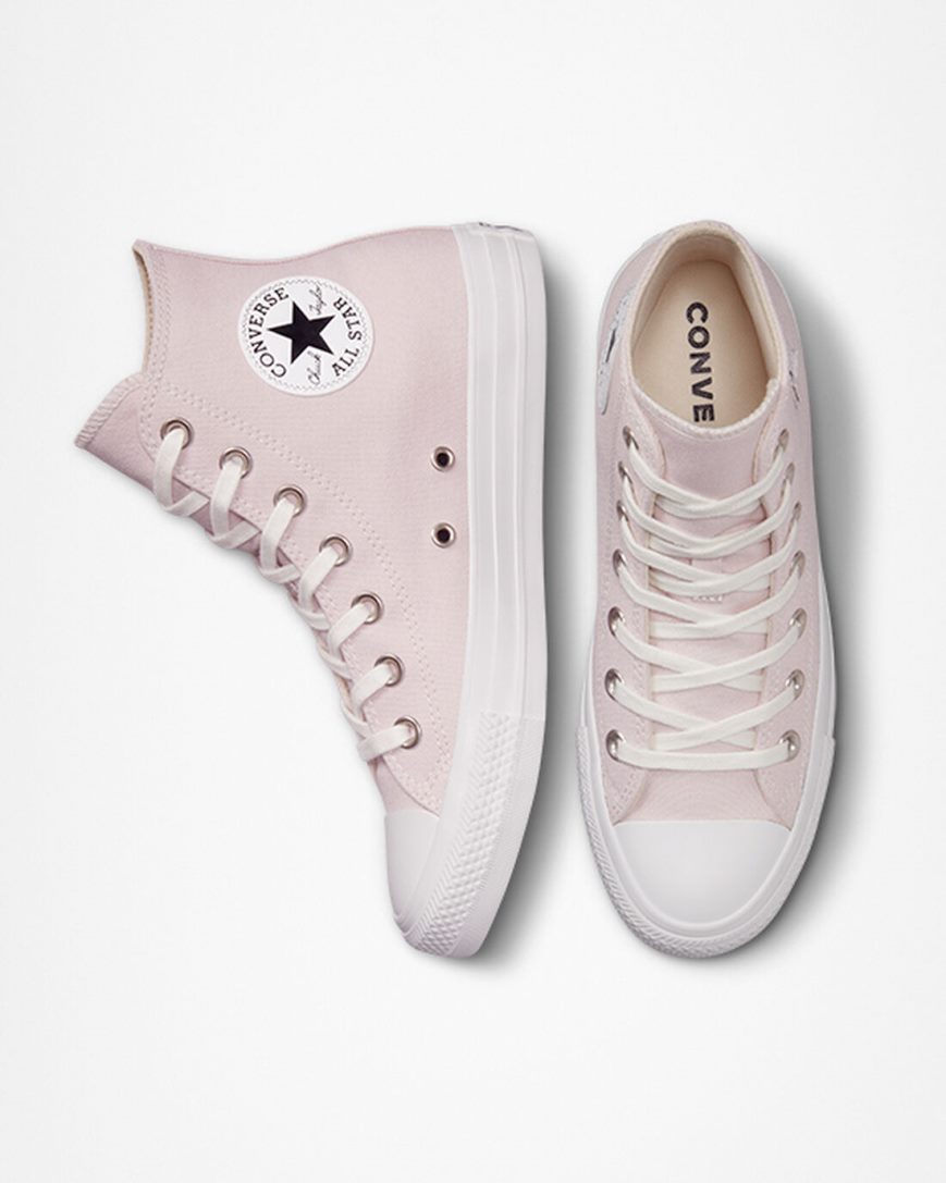 Tenisi Inalti Dama Converse Chuck Taylor All Star Embroidered Crystals Roz Albi | RO TPLEU652